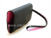 Photo 4 — Housse en cuir d'origine Sac portefeuille en cuir pour BlackBerry 9100/9105 Pearl 3G, Noir / Rose (Noir / accents roses)