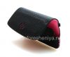 Photo 8 — Tas asli Leather Case Kulit Folio untuk BlackBerry 9100 / 9105 Pearl 3G, Black / Pink (Black w / aksen pink)