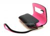 Photo 11 — Tas asli Leather Case Kulit Folio untuk BlackBerry 9100 / 9105 Pearl 3G, Black / Pink (Black w / aksen pink)