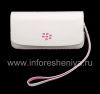 Photo 1 — Tas asli Leather Case Kulit Folio untuk BlackBerry 9100 / 9105 Pearl 3G, Putih / merah muda (putih w / Pink Aksen)