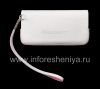 Photo 2 — Tas asli Leather Case Kulit Folio untuk BlackBerry 9100 / 9105 Pearl 3G, Putih / merah muda (putih w / Pink Aksen)