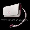 Photo 3 — Tas asli Leather Case Kulit Folio untuk BlackBerry 9100 / 9105 Pearl 3G, Putih / merah muda (putih w / Pink Aksen)