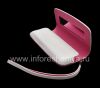 Photo 6 — Tas asli Leather Case Kulit Folio untuk BlackBerry 9100 / 9105 Pearl 3G, Putih / merah muda (putih w / Pink Aksen)