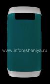 Photo 1 — Kasus silikon asli dengan pelek plastik Hardshell & Kulit untuk BlackBerry 9100 / 9105 Pearl 3G, Putih / Turquoise putih / Turquoise