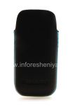 Photo 2 — Leather Case-bolsillo Koskin bolsa del bolsillo para BlackBerry 9100/9105 Pearl 3G, Negro / Turquesa (Negro w / turquesa Acentos)