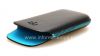 Photo 6 — Asli Leather Case Pocket Koskin Pocket Pouch untuk BlackBerry 9100 / 9105 Pearl 3G, Black / Turquoise (Black w / Turquoise Aksen)