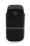 Photo 1 — BlackBerry 9100 / 9105 Pearl 3G জন্য ধাতু পকেট লেদার পকেট লোগো সহ মূল চামড়া কেস, ব্ল্যাক (কালো)