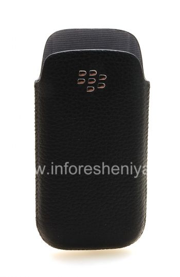 BlackBerry 9100 / 9105 Pearl 3G জন্য ধাতু পকেট লেদার পকেট লোগো সহ মূল চামড়া কেস