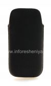 Photo 2 — BlackBerry 9100 / 9105 Pearl 3G জন্য ধাতু পকেট লেদার পকেট লোগো সহ মূল চামড়া কেস, ব্ল্যাক (কালো)