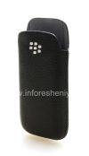 Фотография 3 — Оригинальный кожаный чехол-карман с металлическим логотипом Leather Pocket для BlackBerry 9100/9105 Pearl 3G, Черный (Black)