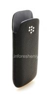 Photo 4 — BlackBerry 9100 / 9105 Pearl 3G জন্য ধাতু পকেট লেদার পকেট লোগো সহ মূল চামড়া কেস, ব্ল্যাক (কালো)