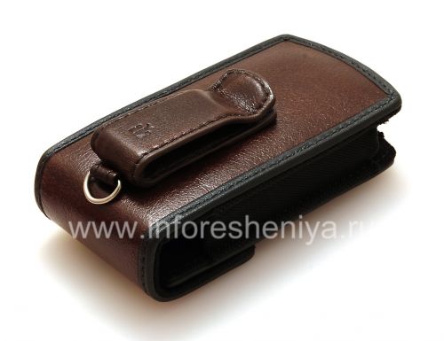 Галерея фотографий товара Фирменный кожаный чехол с зажимом T-Mobile Leather Carrying Case & Holster для BlackBerry, Коричневый
