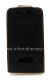 Photo 2 — 与BlackBerry 9500 / 9530风暴纵向开皮套盖, 黑色与棕色缝线