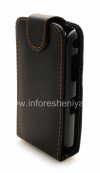 Photo 3 — 与BlackBerry 9500 / 9530风暴纵向开皮套盖, 黑色与棕色缝线