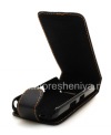 Photo 5 — 与BlackBerry 9500 / 9530风暴纵向开皮套盖, 黑色与棕色缝线