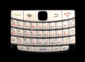 অন্ধকার স্ট্রাইপওয়ালা BlackBerry 9700 / 9780 Bold সঙ্গে হোয়াইট রাশিয়ান কীবোর্ড