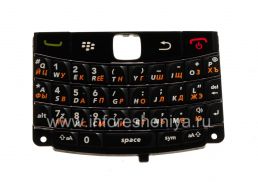 俄语键盘BlackBerry 9780 Bold着厚厚的信, 黑色与深色条纹