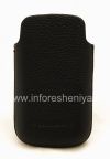 Фотография 2 — Оригинальный кожаный чехол-карман с металлическим логотипом Leather Pocket для BlackBerry 9700/9780 Bold, Черный (Black)