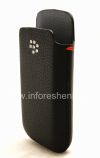 Photo 4 — BlackBerry 9700 / 9780 Bold জন্য ধাতু পকেট লেদার পকেট লোগো সহ মূল চামড়া কেস, ব্ল্যাক (কালো)