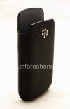 Photo 7 — Original-Leder-Kasten-Tasche mit Metall-Logo Leather Pocket für Blackberry 9700/9780 Bold, Black (Schwarz)