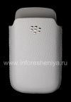 Photo 1 — BlackBerry 9700 / 9780 Bold জন্য ধাতু পকেট লেদার পকেট লোগো সহ মূল চামড়া কেস, হোয়াইট (সাদা)