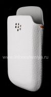 Photo 3 — BlackBerry 9700 / 9780 Bold জন্য ধাতু পকেট লেদার পকেট লোগো সহ মূল চামড়া কেস, হোয়াইট (সাদা)
