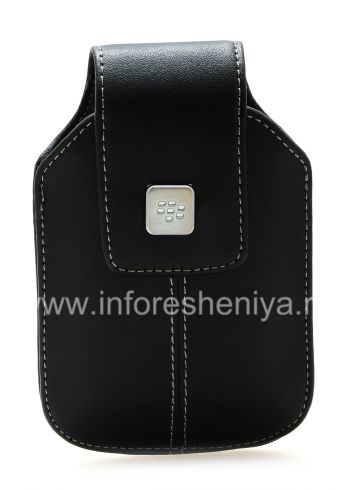 Leather case with clip and metal tags for BlackBerry