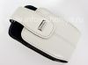 Фотография 1 — Оригинальный кожаный чехол с клипсой и металлической биркой Leather Holster with Swivel Belt Clip для BlackBerry, Белый (Pearl White)
