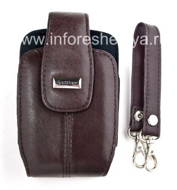 Оригинальный кожаный чехол с ремешком и металлической биркой Leather Tote для BlackBerry