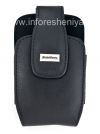 Фотография 1 — Оригинальный кожаный чехол с клипсой и металлической биркой “BlackBerry” Leather Holster with Swivel Belt Clip для BlackBerry, Черный (Black)