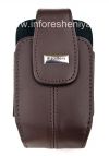 Фотография 1 — Оригинальный кожаный чехол с клипсой и металлической биркой Leather Holster with Swivel Belt Clip для BlackBerry, Коричневый (Dark Brown)