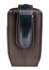 Фотография 2 — Оригинальный кожаный чехол с клипсой и металлической биркой Leather Holster with Swivel Belt Clip для BlackBerry, Коричневый (Dark Brown)