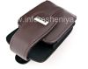 Фотография 5 — Оригинальный кожаный чехол с клипсой и металлической биркой Leather Holster with Swivel Belt Clip для BlackBerry, Коричневый (Dark Brown)