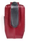 Фотография 2 — Оригинальный кожаный чехол с клипсой и металлической биркой Leather Holster with Swivel Belt Clip для BlackBerry, Красный (Apple Red)
