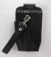 Фотография 5 — Оригинальный кожаный чехол с ремешком и металлической биркой Leather Tote для BlackBerry, Черный (Pitch Black)