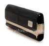 Photo 6 — Asli Kulit Kasus Tas dengan tag logam Folio Kulit untuk BlackBerry, Dark Blue / Beige (Indigo)