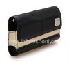 Photo 10 — Asli Kulit Kasus Tas dengan tag logam Folio Kulit untuk BlackBerry, Dark Blue / Beige (Indigo)