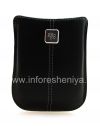 Photo 1 — BlackBerry用金属タグレザーポケット付きオリジナルレザーケースポケット, ブラック（黒）