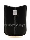 Фотография 1 — Оригинальный кожаный чехол-карман с металлической биркой Leather Pocket для BlackBerry, Черный (Black)