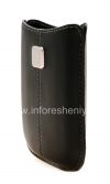 Фотография 3 — Оригинальный кожаный чехол-карман с металлической биркой Leather Pocket для BlackBerry, Черный (Black)