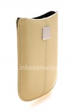 Фотография 3 — Оригинальный кожаный чехол-карман с металлической биркой Leather Pocket для BlackBerry, Бежевый (Sandstone)