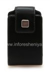 Photo 1 — BlackBerry用クリップおよび金属タグレザースイベルホルスター付き本革ケース, ブラック（黒）