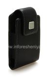 Photo 3 — L'étui en cuir d'origine avec un clip et une étiquette métallique Étui pivotant en cuir pour BlackBerry, Noir (Black)