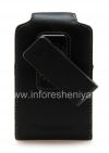Photo 7 — L'étui en cuir d'origine avec un clip et une étiquette métallique Étui pivotant en cuir pour BlackBerry, Noir (Black)