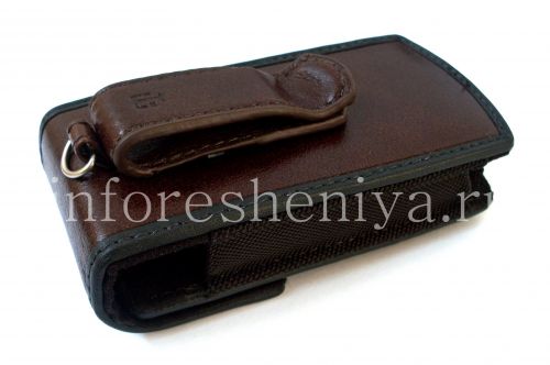 Галерея фотографий товара Фирменный кожаный чехол с зажимом T-Mobile Leather Carrying Case & Holster для BlackBerry, Коричневый
