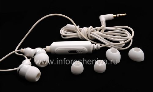 Photogallery for Original Auriculares blancos de 3,5 mm de aislamiento de sonido Stereo Headset para BlackBerry, Caucásica (blanca) product