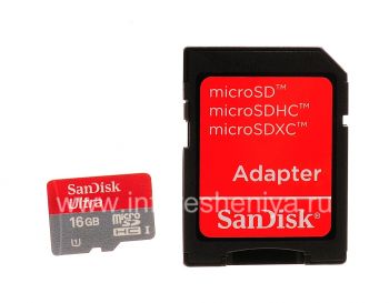 وصفت بطاقة الذاكرة سانديسك موبايل ألترا مايكرو (مايكرو فئة 10 UHS 1) 16GB للبلاك بيري