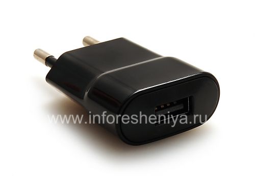 Галерея фотографий товара Сетевое зарядное устройство "Микро" USB Power Plug Charger для BlackBerry (копия), Черный, Плоской формы