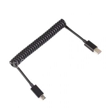 Спиральный Data-кабель MicroUSB/ Type C для BlackBerry