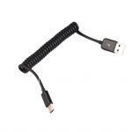 Универсальный спиральный Data-кабель USB/ MicroUSB/ Type C для BlackBerry, Черный